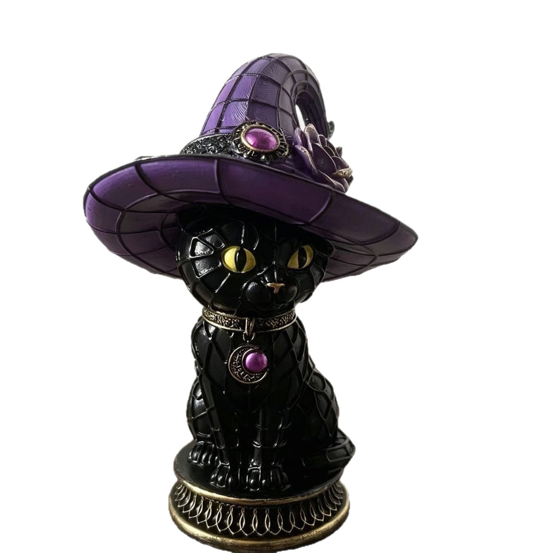 Decorative cat lamp with witch hat