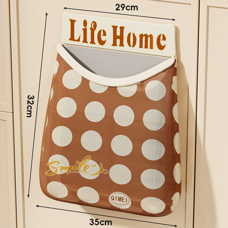Over-Cabinet Polka Dot Fabric Hanging Storage Organizer Pouch