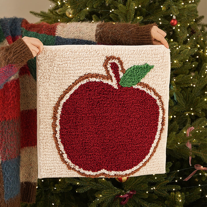 Smaller soft Christmas seat cushion and decoration rug with gingerbread house motif