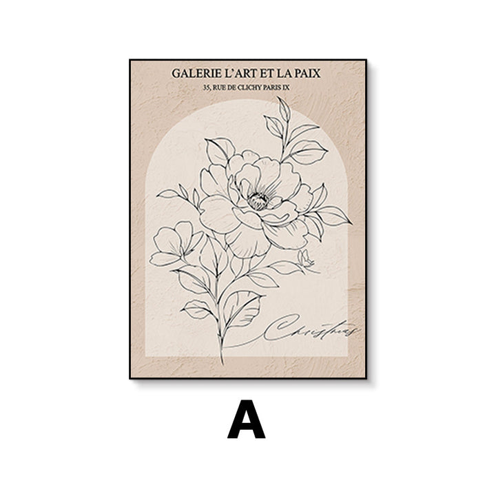 Elegant Floral Line Drawing Art Print