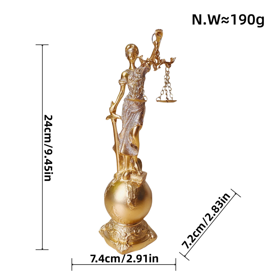 Elegant statue of Justitia in artistic details