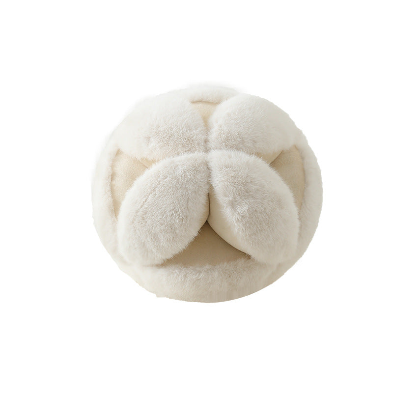 Faux Fur Pillbox Hat with Decorative Floral Decoration