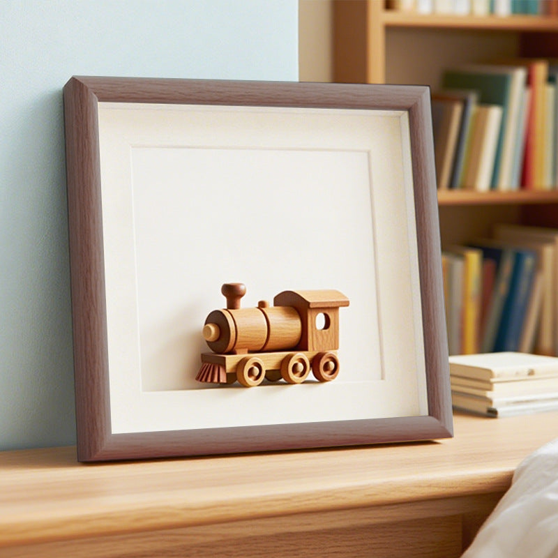 Artistic Wooden Train Shadow Box Frame