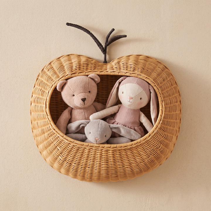Playful wall basket in pear design