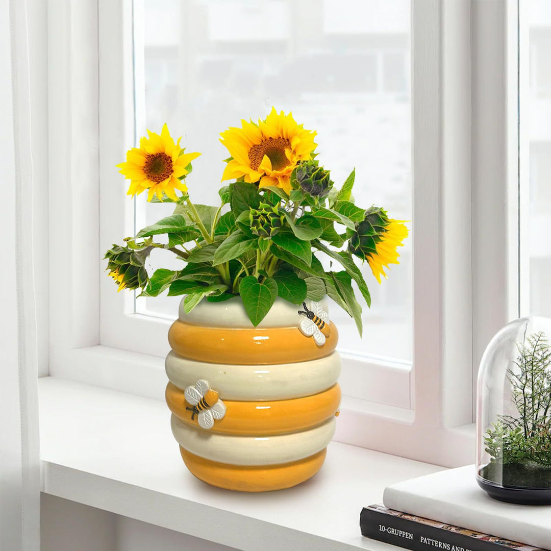 Decorative Hanging Bee-Inspired Flower Pot
