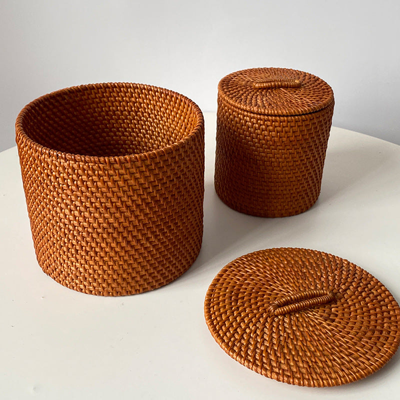 Modern storage stool made of natural material