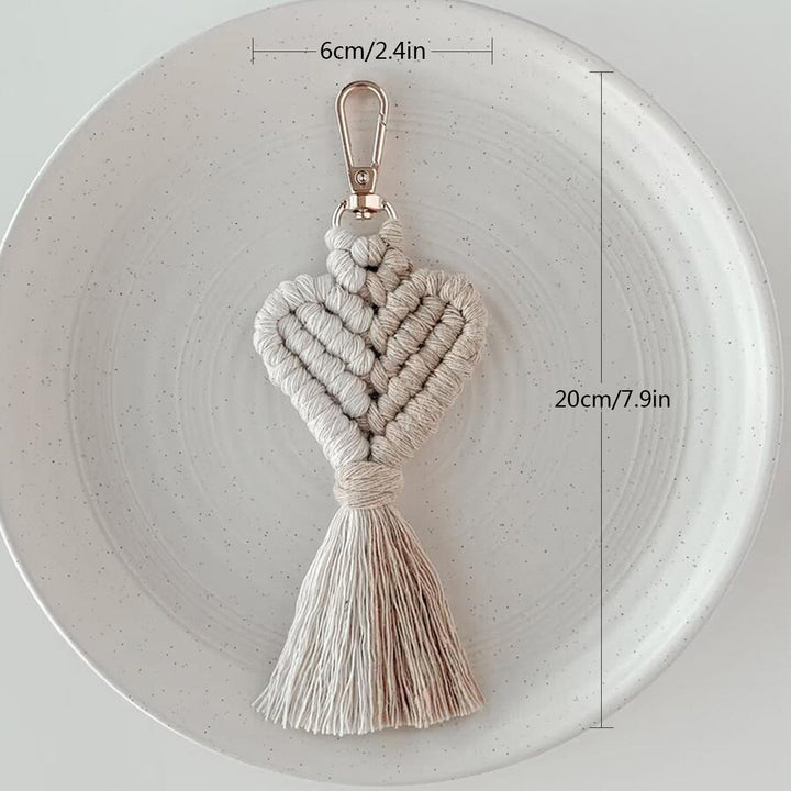 Macrame Heart Keychain Holder