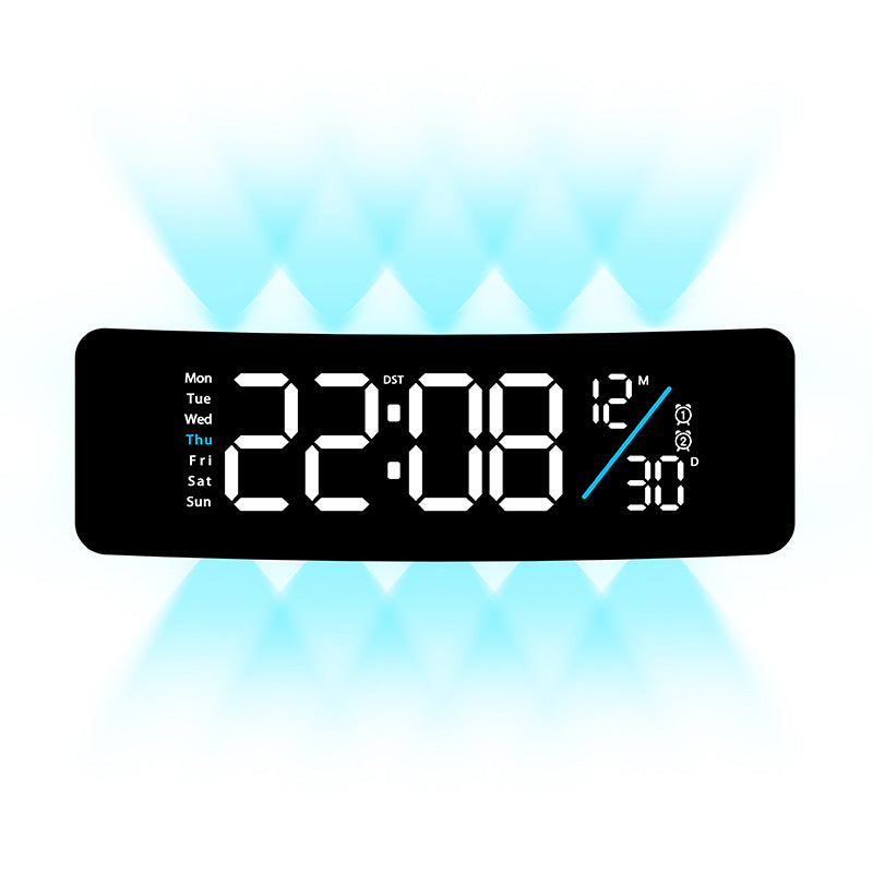 Digital display alarm clock with weekday display and temperature