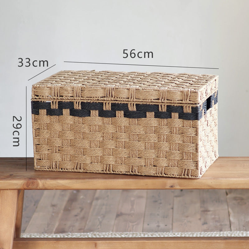 Square storage basket made of natural material