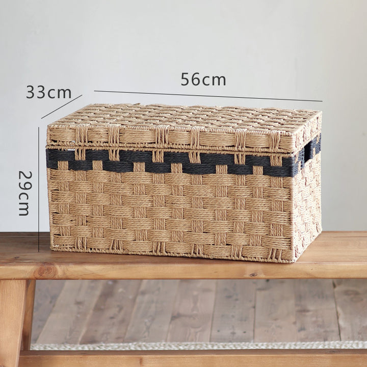 Square storage basket made of natural material