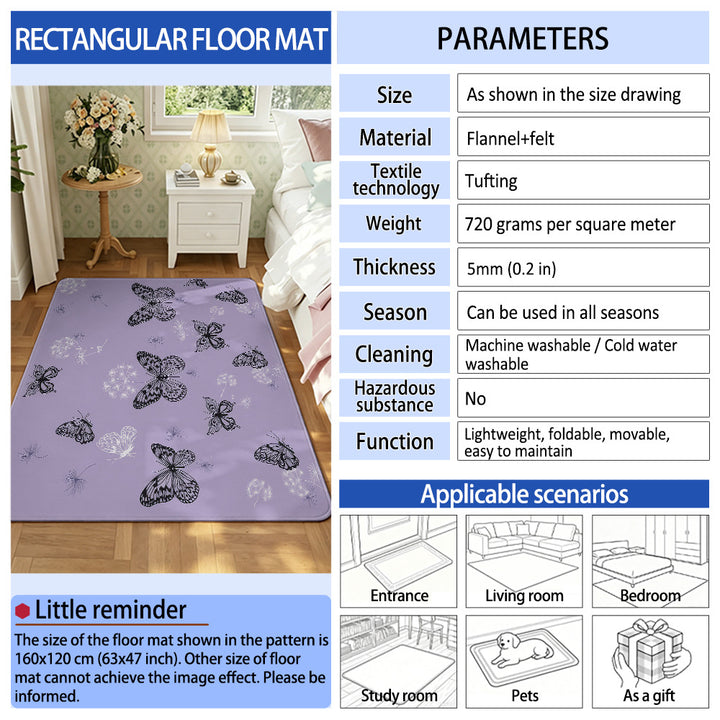 Elegant Butterfly Print Area Rug