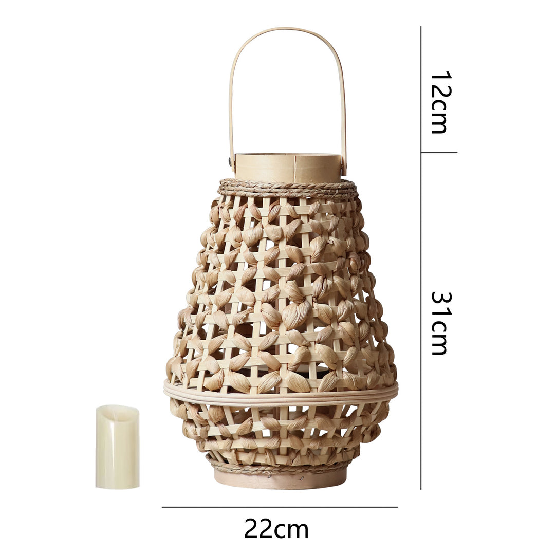 Elegant lantern made of braided rattan