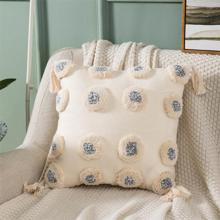 Textured Decorative Pillow with Tassels