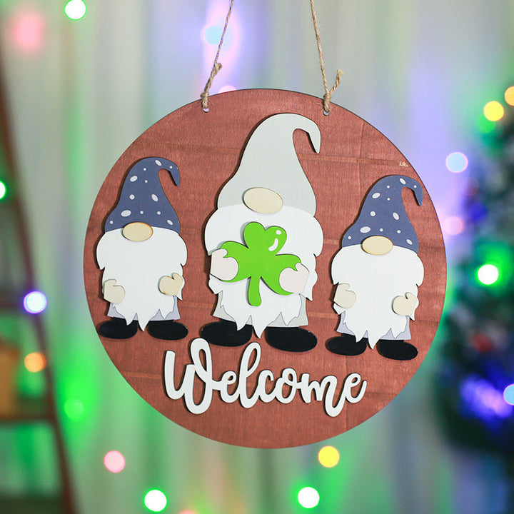 Decorative wooden sign with welcome message