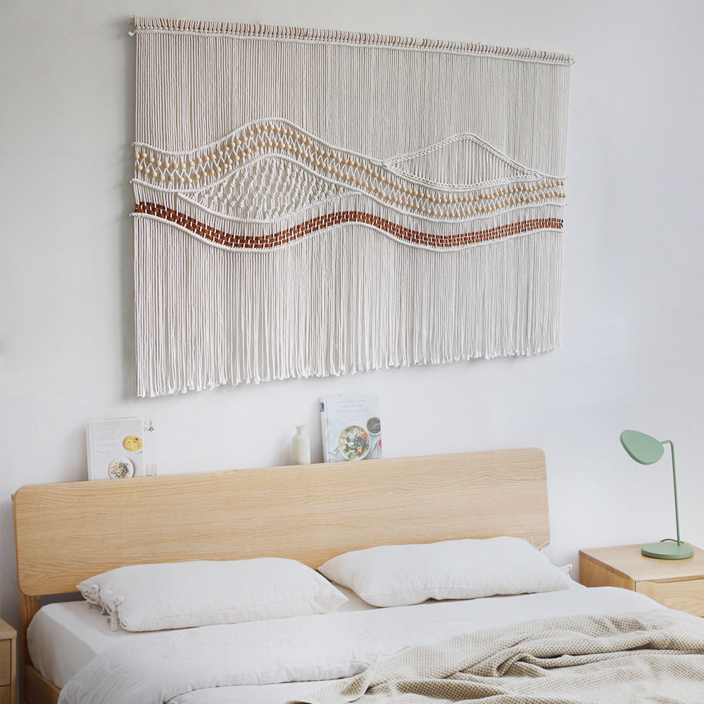 Artistic macramé wall hanging with elegant wave patterns