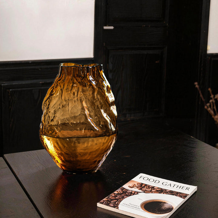 Hand-Blown Textured Organic Sculptural Glass Table Vase