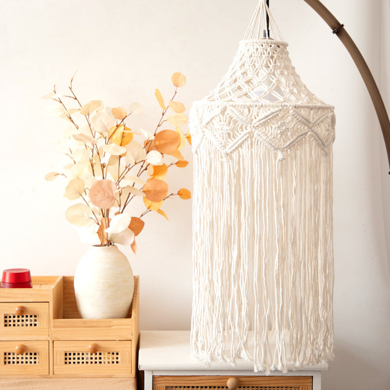 Elegant Macrame Hanging Lamp with Fringes