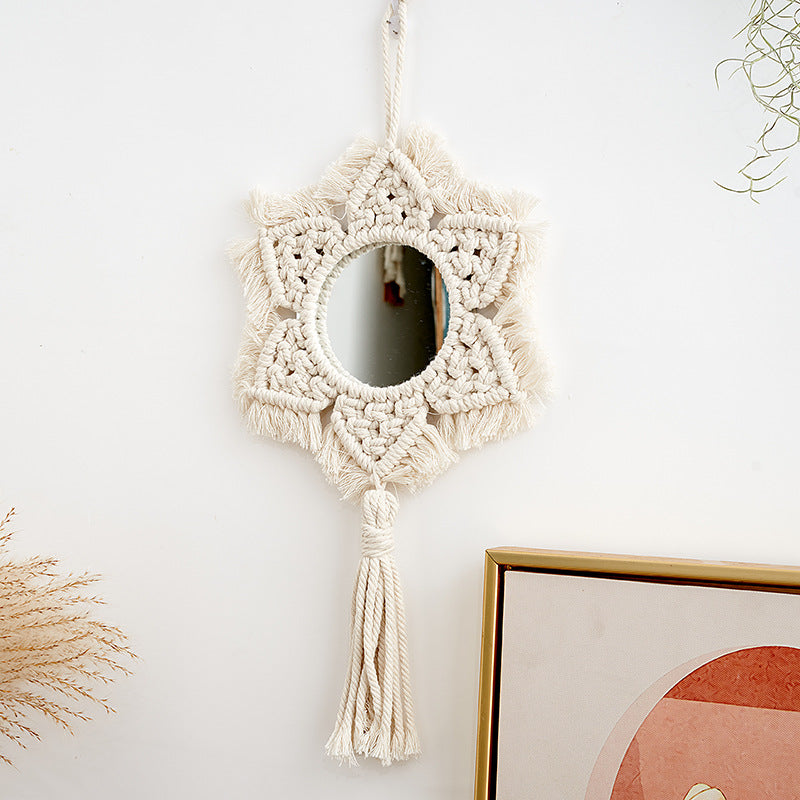 Macrame Star-Shaped Wall Mirror