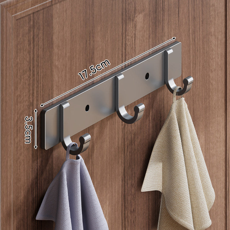 Wall-Mounted Slim Metal Multi-Hook Rack with Curved Hooks and Concealed Mount