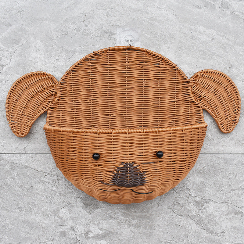 Decorative Dog-Shaped Woven Storage Basket