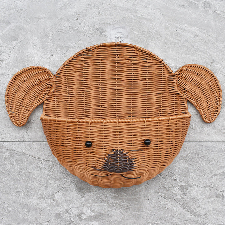 Decorative Dog-Shaped Woven Storage Basket
