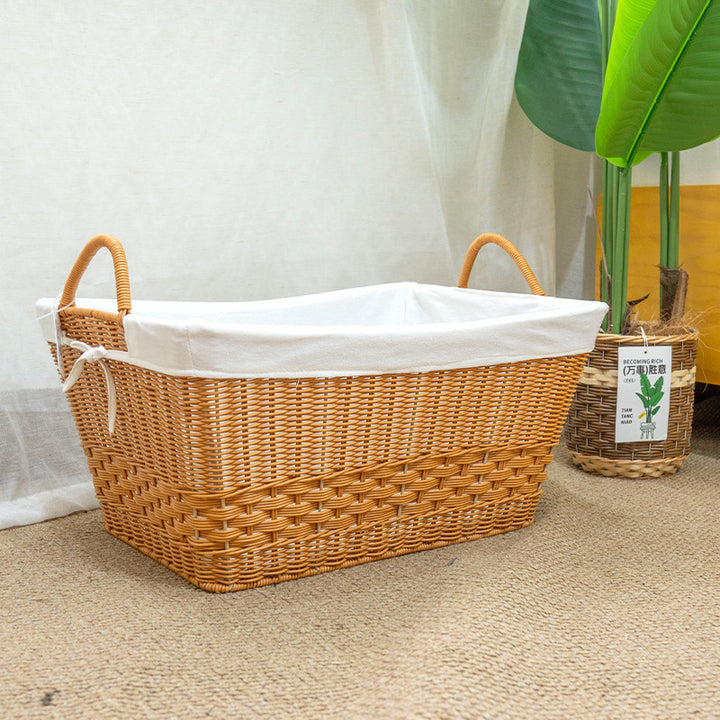 Braided storage basket with removable inner lining