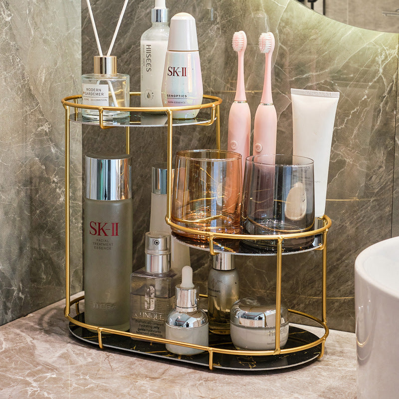 Elegant 2-tier storage basket made of marble