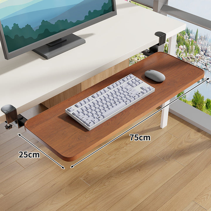 Clamp-Mounted Under-Desk Adjustable Bamboo Keyboard Tray
