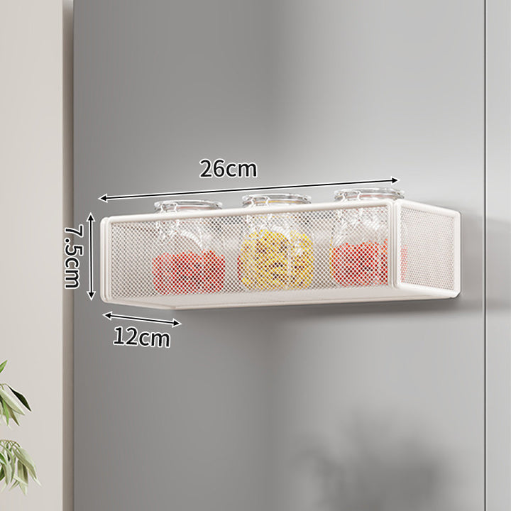 Wall-Mounted Mesh Floating Storage Shelf for Pantry Bathroom and Kitchen