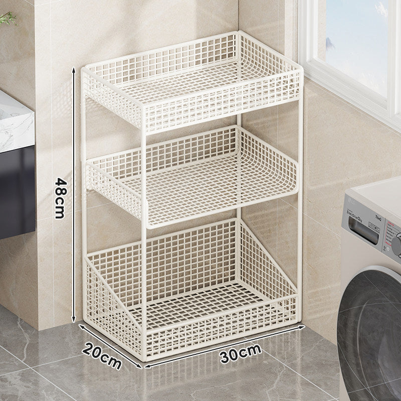 Compact Tiered Metal Mesh Storage Shelf Organizer for Bathroom and Laundry