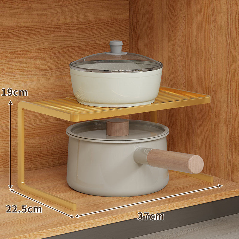 Double-Level Compact Cabinet Pot and Lid Organizer Shelf