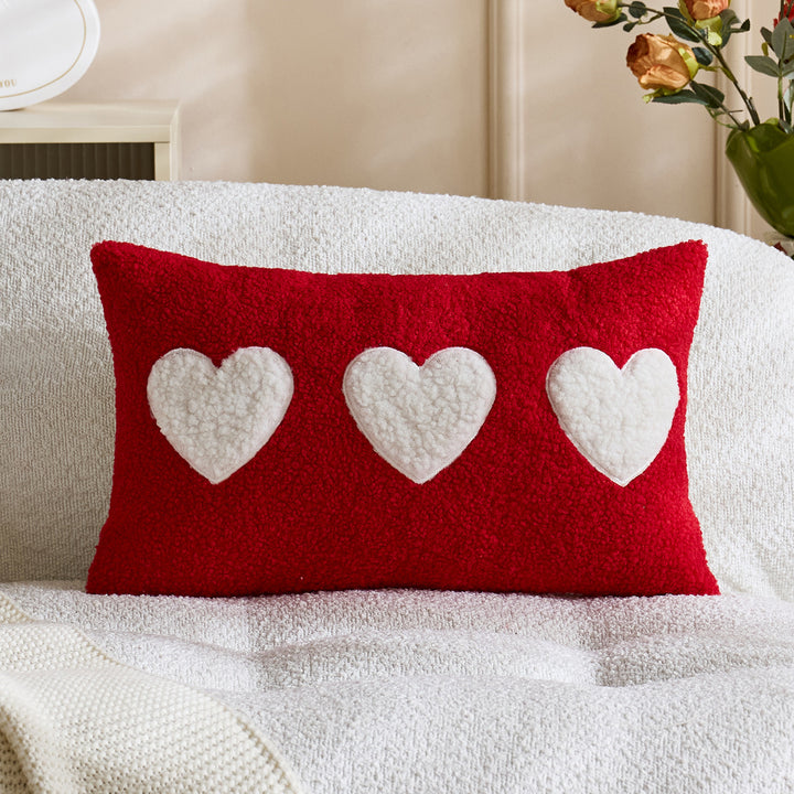 Sherpa Heart Bouclé Texture Decorative Throw Pillow Cover