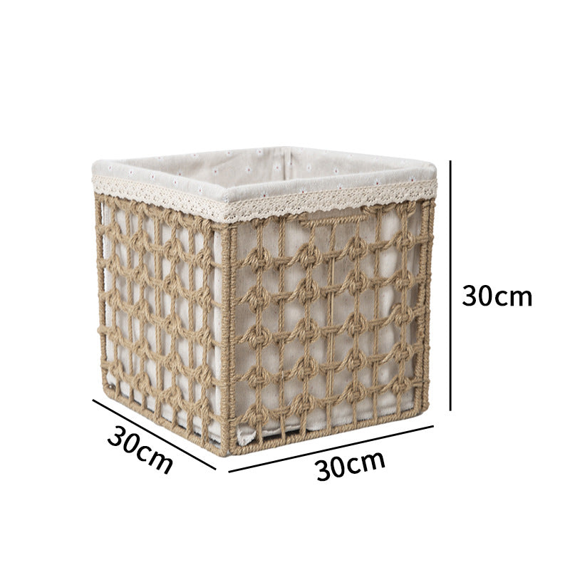 Storage basket made of woven material