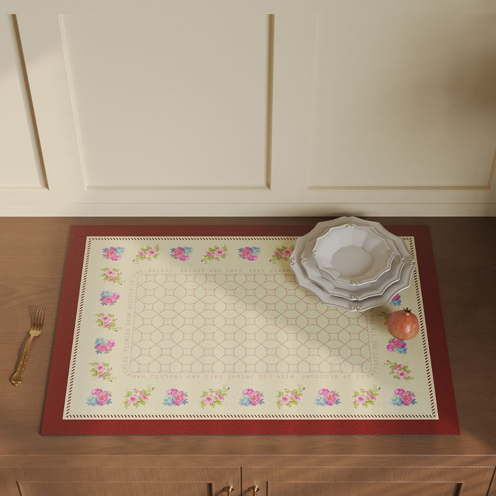 Decorative Floral Vinyl Countertop and Cabinet Runner Mat