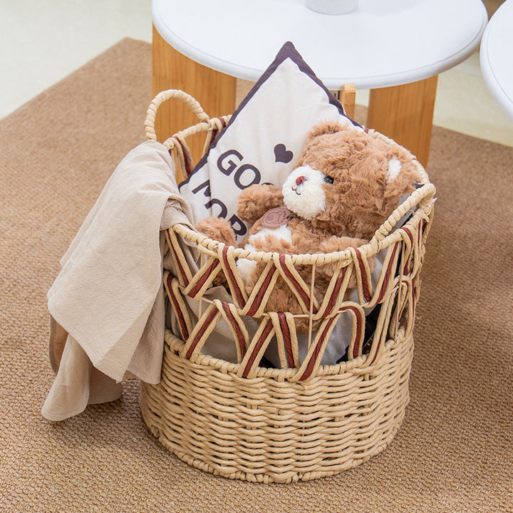 Braided storage basket with elegant accents