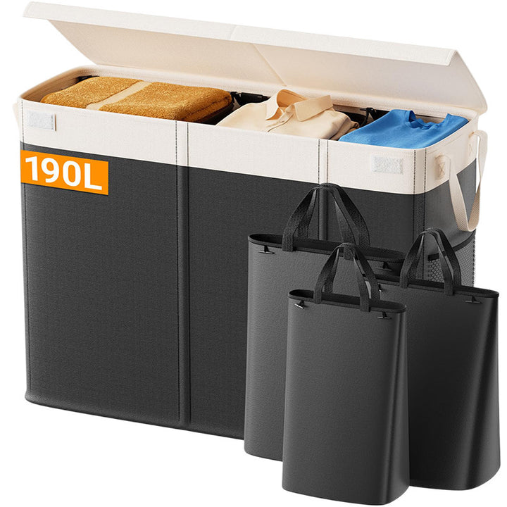 Generous laundry container with removable inner pockets
