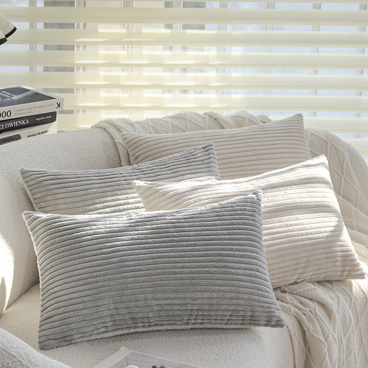 Rectangular velvet cushion cover with fine cord structure and concealed zipper