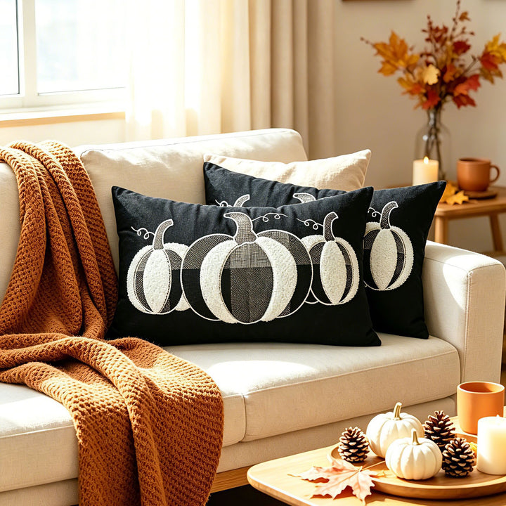 Halloween Sherpa Tufted Lumbar Throw Pillow Cover