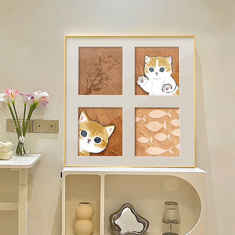Decorative Framed Cat Artwork