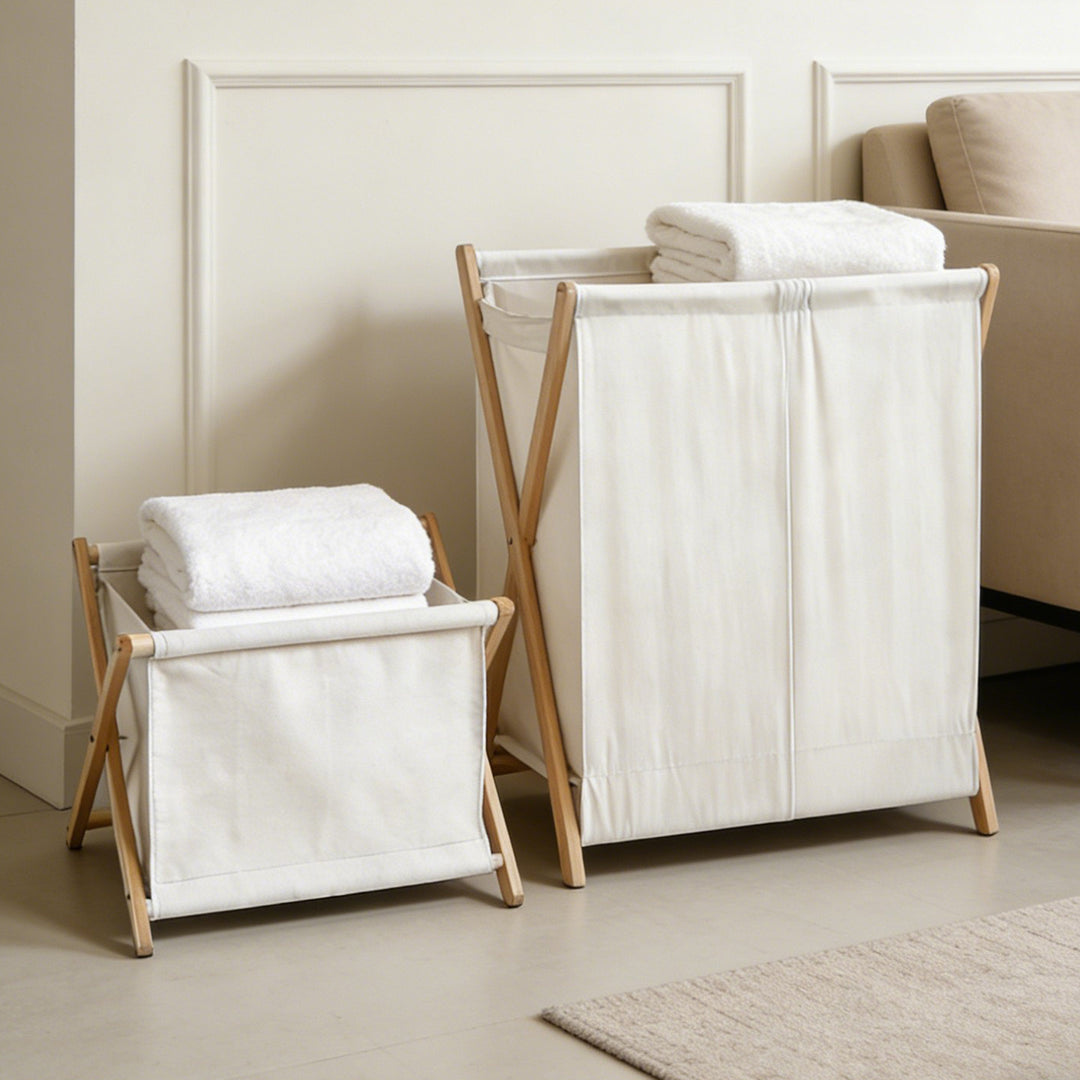 Laundry basket with practical folding mechanism