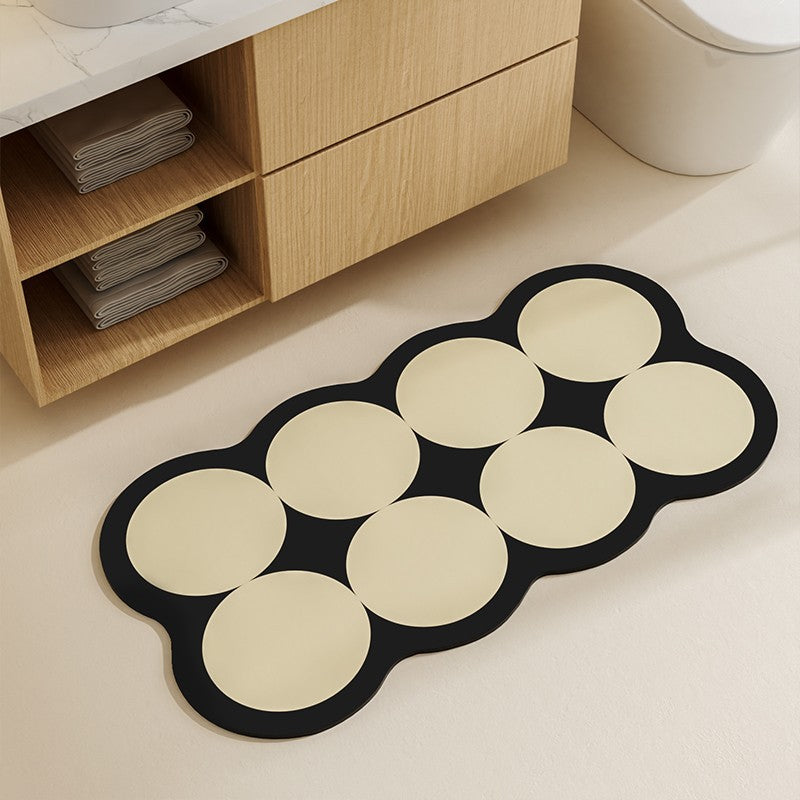 Absorbent Non-Slip Bathroom Mat with Circular Cushion Pads