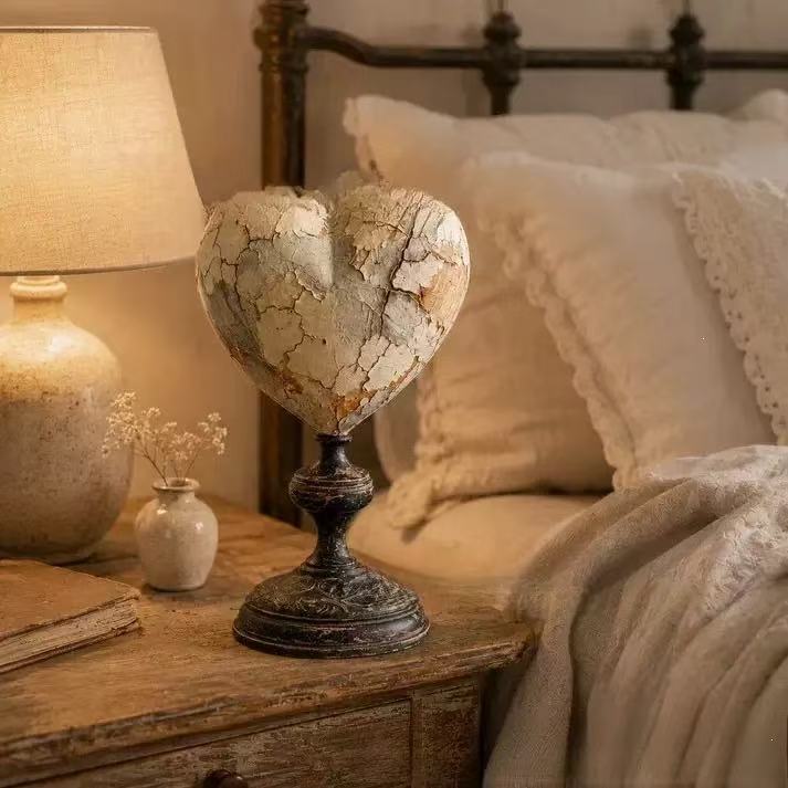 Decorative heart sculpture with bird motif