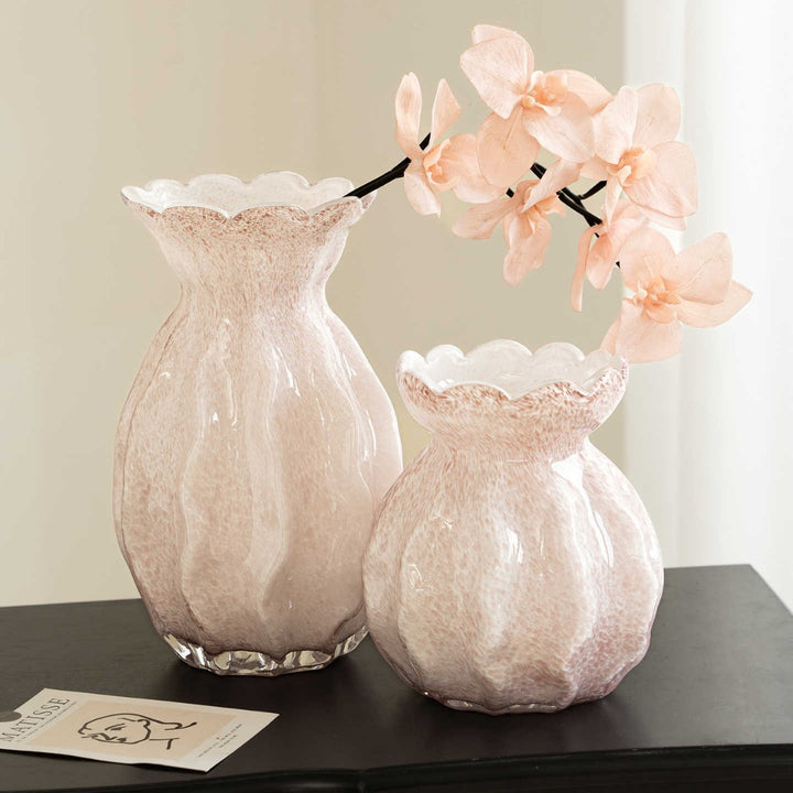 Handcrafted Pebbled Scalloped-Rim Decorative Bud Vase