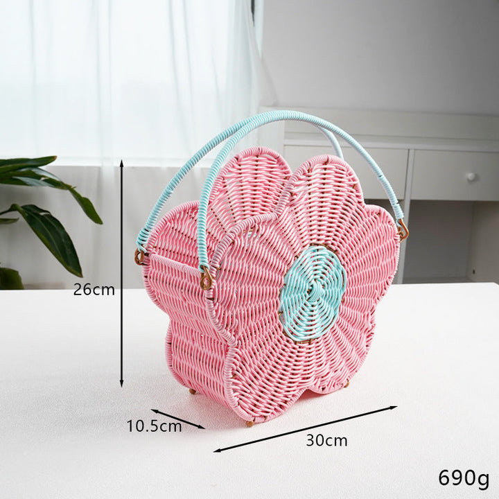 Flower-Shaped Decorative Woven Storage Basket