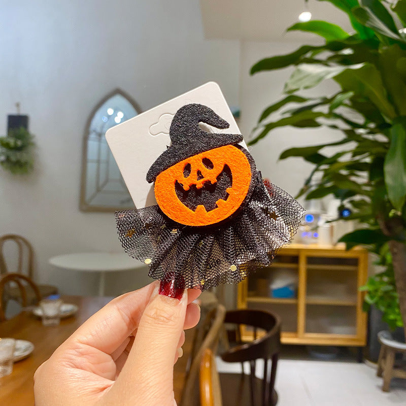 Creative Halloween Hair Clip with Pumpkin Design