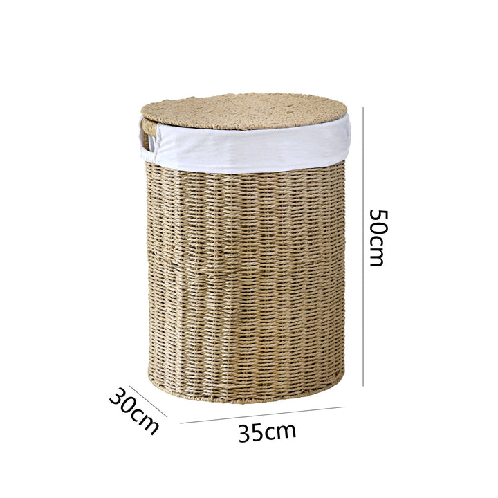 Rustic laundry basket made of woven material