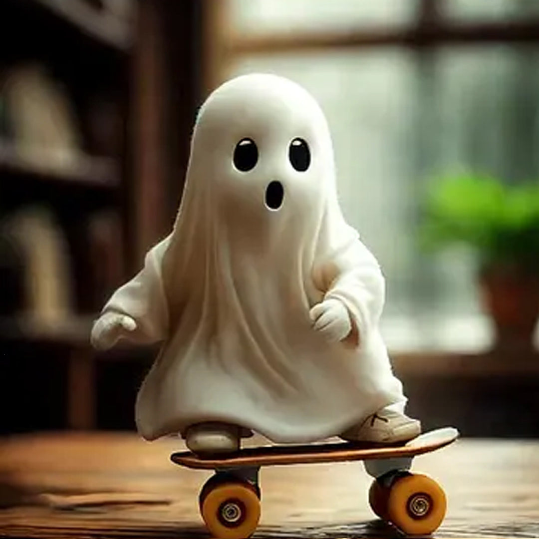 Decorative skateboard ghost figure