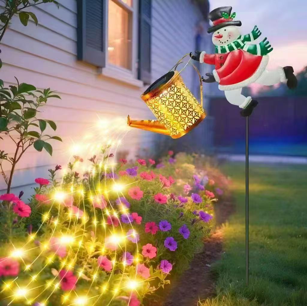 Solar-powered decorative garden stake light with crescent moon fairy lantern