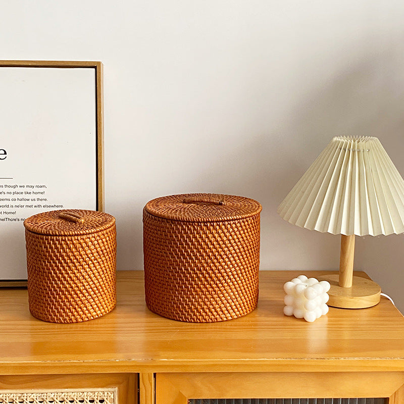 Modern storage stool made of natural material
