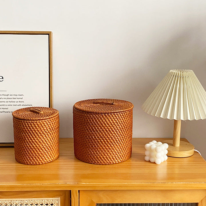 Modern storage stool made of natural material
